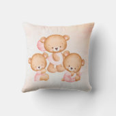 Rosa Teddy trägt personalisierten Mädchen, die das Kissen (Rückseite)