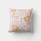 Rosa Teddy trägt personalisierten Mädchen, die das Kissen (Vorderseite)