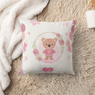 Rosa Teddybär-Baby Kissen