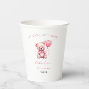 Rosa Teddybär-Baby-Party Pappbecher