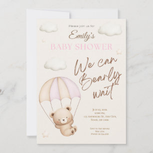 Rosa Teddybär-Baby-Shower-Einladung Einladung