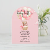 Rosa Teddybär Babydusche Einladung (Stehend Vorderseite)