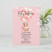 Rosa Teddybär Babydusche Einladung (Stehend Vorderseite)