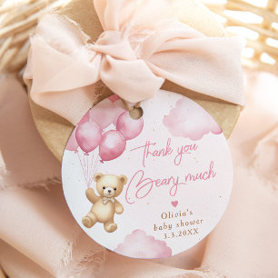 Rosa Teddybär-Balloons Vielen Dank lieber Bär Geschenkanhänger