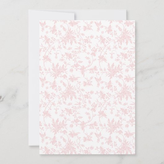 Rosa Teddybär Blumenmuster Mädchen Dusche Einladung (Rückseite)