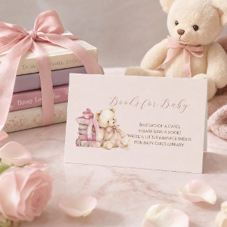 Rosa Teddybär-Bücher für Baby-Karte Begleitkarte