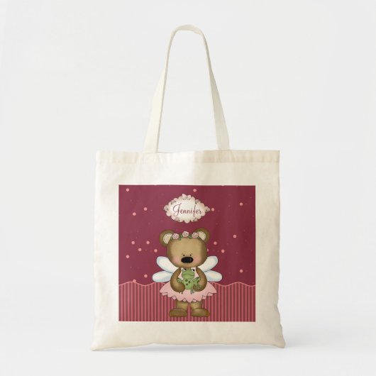 Rosa Teddybär-Fee-Prinzessin Tragetasche (Vorne)