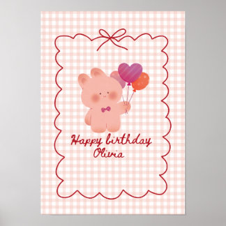 Rosa Teddybär-Geburtstagsposter Poster