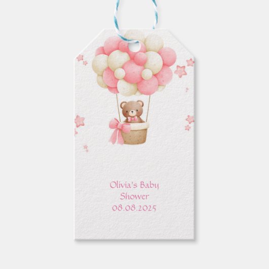 Rosa Teddybär Geschenkanhänger (Vorderseite)