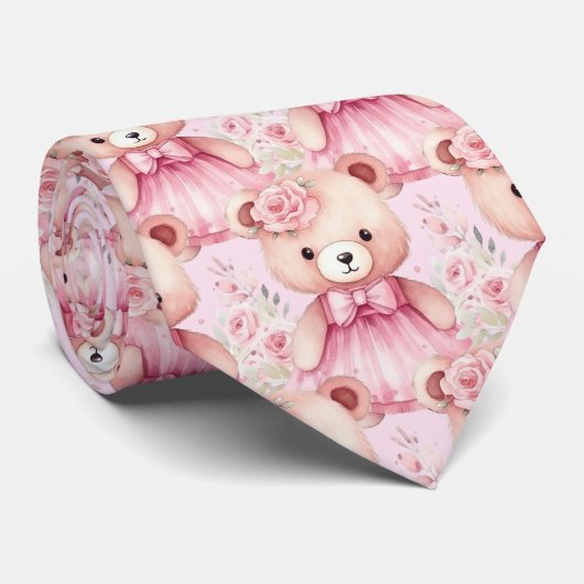 Rosa Teddybär-Halstuch Krawatte (Gerollt)
