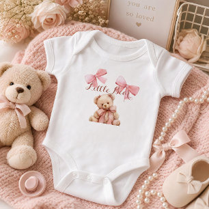 Rosa Teddybär Kleiner Bär Baby Mädchen Bodysuit Strampler