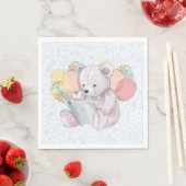 Rosa Teddybär liest ein Buch Serviette (Beispiel)
