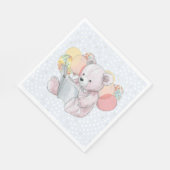 Rosa Teddybär liest ein Buch Serviette (Ecke)