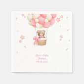 Rosa Teddybär Mädchen Baby Shower Servietten (Vorderseite)