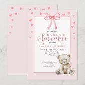 Rosa Teddybär-Mädchen-Sprinkle Einladung (Vorne/Hinten)