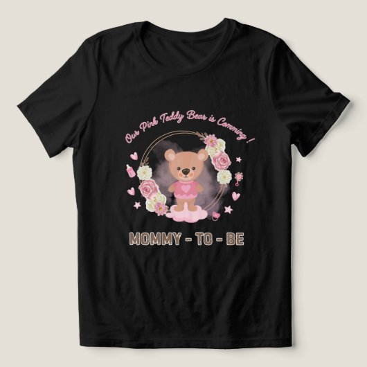 Rosa Teddybär-Mama-in-spe Tri-Blend Shirt (Design Vorderseite)