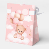 Rosa Teddybär mit Ballons auf Wolken Geschenkschachtel (Rückseite)