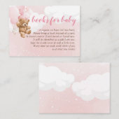 Rosa Teddybär mit Balloons Bücher für Babykarte Begleitkarte (Vorne/Hinten)