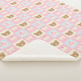 Rosa Teddybär-Sherpa-Babydecke für Mädchen Sherpadecke