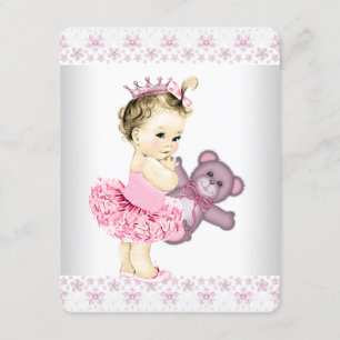 Rosa Teddybär Tutu Prinzessin Babyparty Einladung