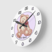 Rosa Teddybär-Uhr Runde Wanduhr (Winkel)