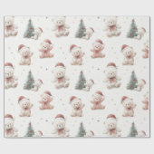 Rosa Teddybär Weihnachten  Geschenkpapier (Flach)