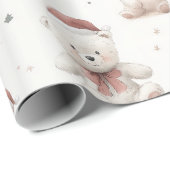 Rosa Teddybär Weihnachten  Geschenkpapier (Rolleneckpunkt)