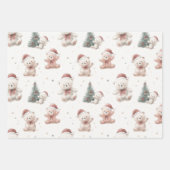 Rosa Teddybär Weihnachten Geschenkpapier Set (Vorderseite)