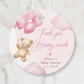 Rosa Teddybärenballons Danke fürs Auge Geschenkanhänger (Vorderseite)