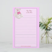 Rosa Teddybear gezeichnetes Briefpapier (Stehend Vorderseite)