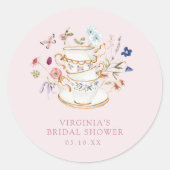 Rosa Tee Party Brautparty Aufkleber (Vorderseite)
