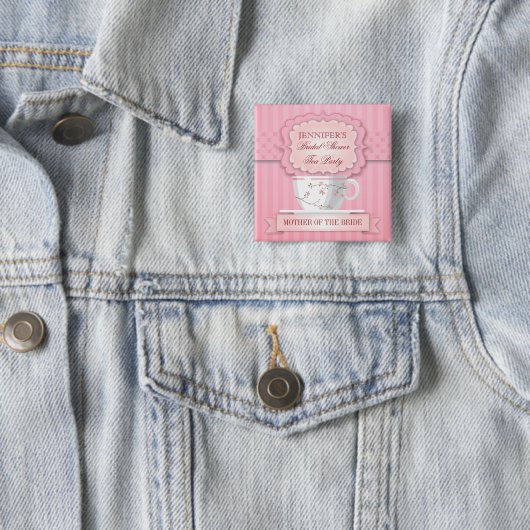 Rosa Tee-Party-Brautparty-Knopf Button (Beispiel)