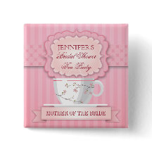 Rosa Tee-Party-Brautparty-Knopf