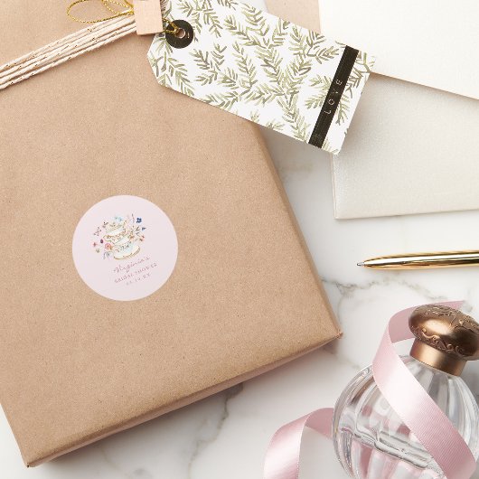 Rosa Tee-Party Runder Aufkleber