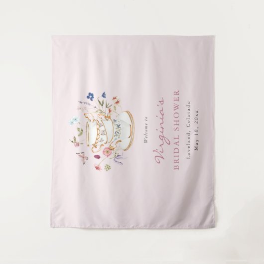 Rosa Tee Party Tapestry Wandteppich (Vorderseite)