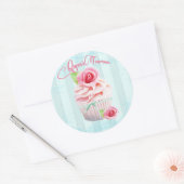 Rosa Tee-Rose Umschlag oder Siegel für Geschenke Runder Aufkleber (Umschlag)