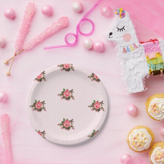 Rosa Tee-Rosen-Papierplatte Pappteller (Party)