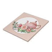 Rosa Teekanne Blumenmuster Rahmen Fliese (Seite)