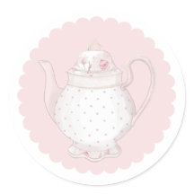 Rosa Teekanne Klassischer Rundsticker