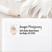 Rosa Teekanne mit Blume und Schmetterlingen (Insitu)