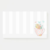 Rosa Teekanne mit Blume und Schmetterlingen Post-it Klebezettel (Vorderseite)