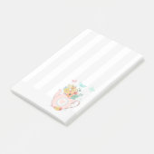 Rosa Teekanne mit Blume und Schmetterlingen Post-it Klebezettel (angewinkelt)