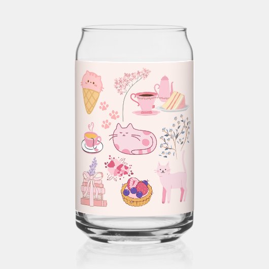 Rosa Teekatzen Dosenglas (Vorderseite)
