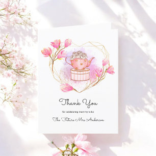 Rosa Teeparty-Dankeschön-Roségold-Weiß-Karte Dankeskarte