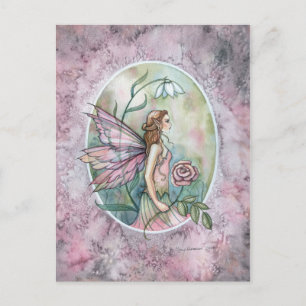 Rosa Teerosen-Blütenfee von Molly Harrison Postkarte