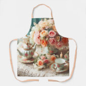 Rosa Teestunde Vintage Schürze (Vorderseite)