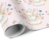Rosa Teetasse Geschenkpapier (Rolleneckpunkt)