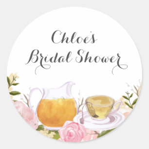 Rosa Teetasse Hochzeit-Sticker Runder Aufkleber