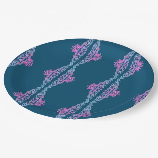 Rosa Teller aus Zierpapier (Schrägansicht)