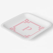 Rosa Teller für Monogramm-Papiere mit griechischem (Gewinkelt)